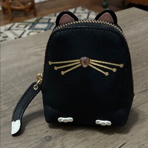 Kate Spade Jazz Things Up Black Cat Leather Coin Purse